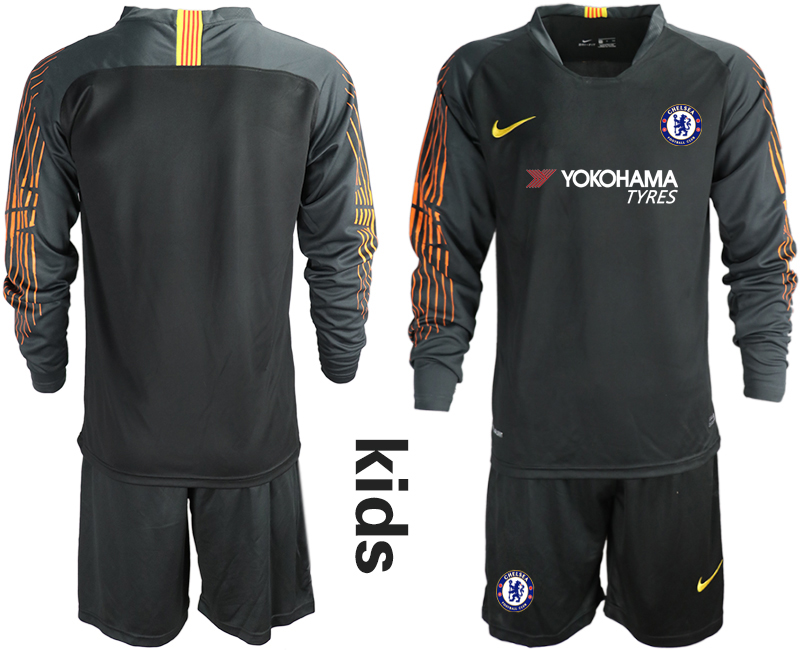 2018_2019 Club Chelsea black long sleeve Youth goalkeeper soccer jerseys->youth soccer jersey->Youth Jersey